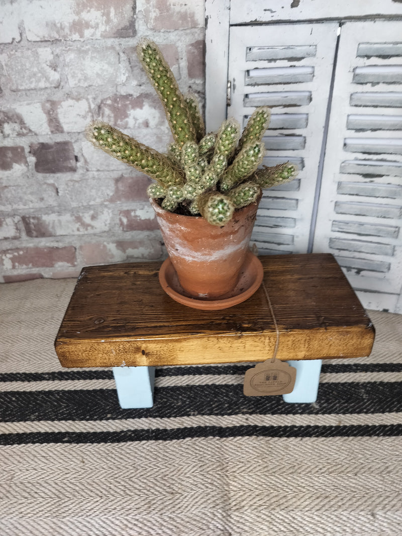 Reclaimed Rustic Wooden Stool Plant Stand