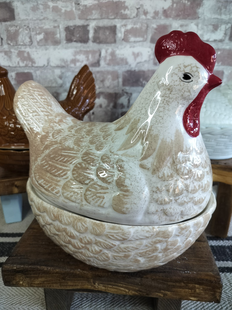Vintage Large Hen on Nest Chicken Egg Basket