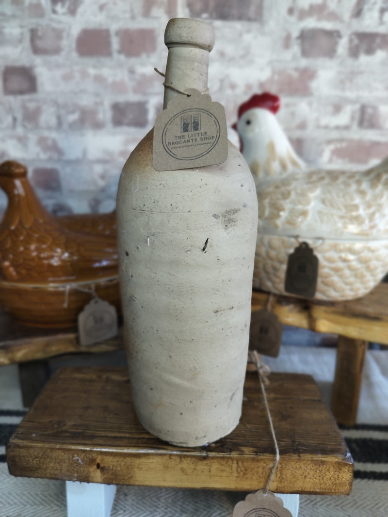 Antique French Stoneware Bottle – Rustic 19th-Century Decor