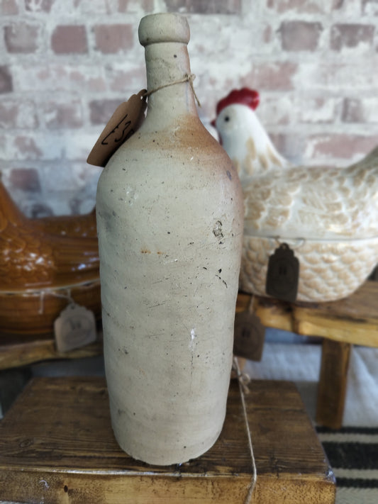 Antique French Stoneware Bottle – Rustic 19th-Century Decor