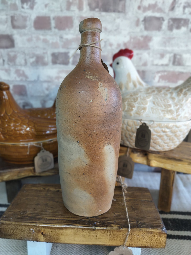 Antique French Stoneware Bottle – Rustic 19th-Century Decor