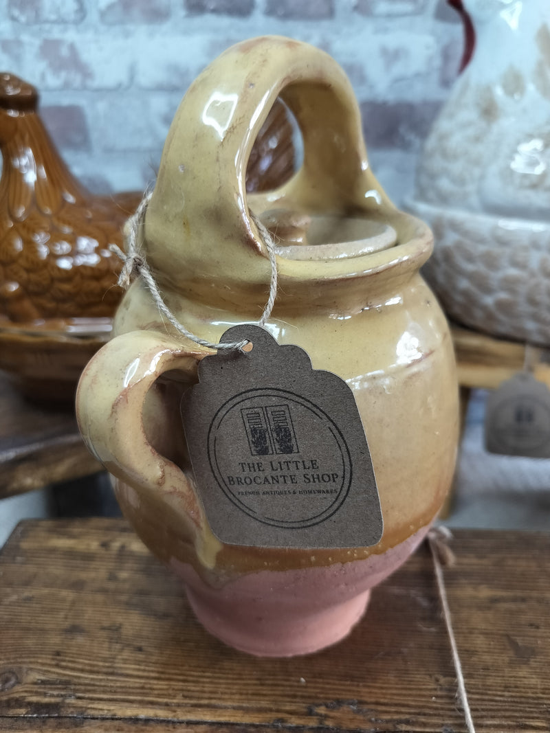 Antique French Yellow Gargoulette Jug – Rare Rustic Provençal Pottery