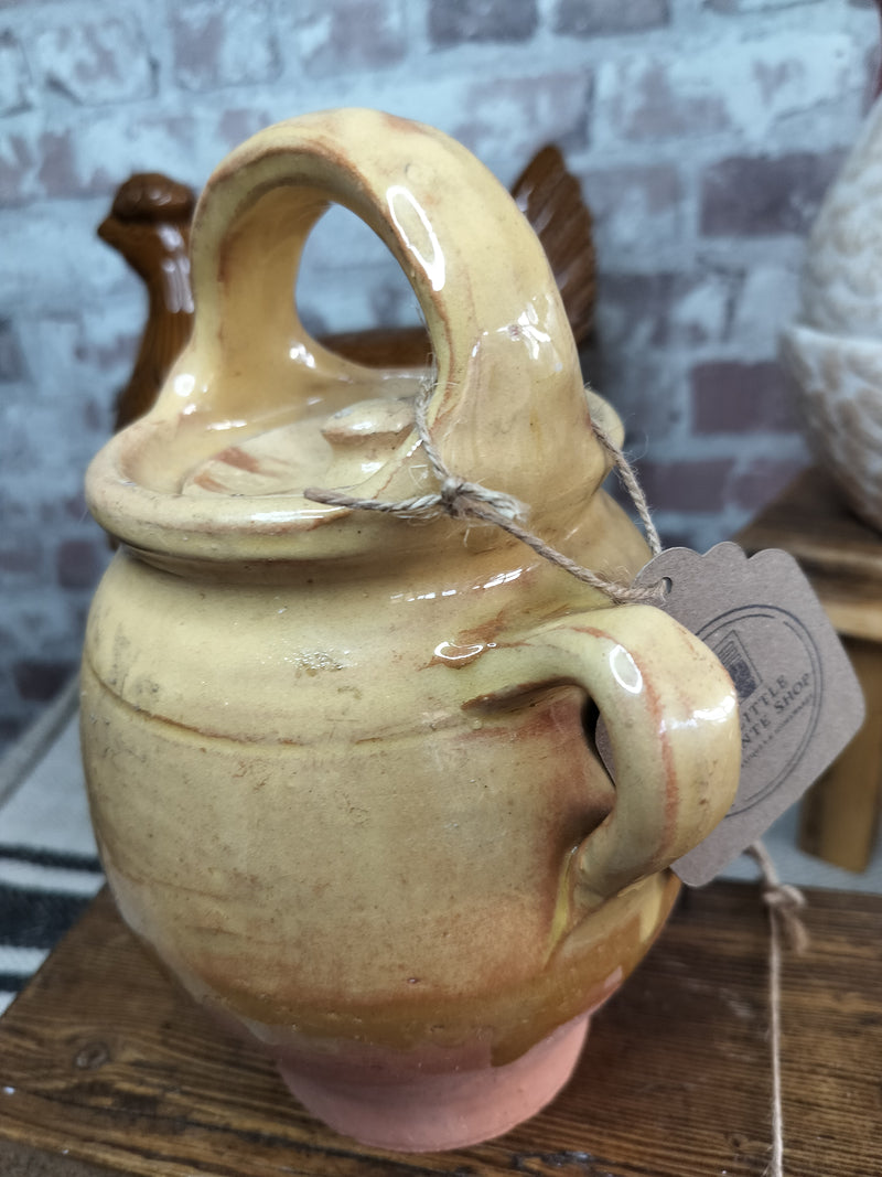 Antique French Yellow Gargoulette Jug – Rare Rustic Provençal Pottery