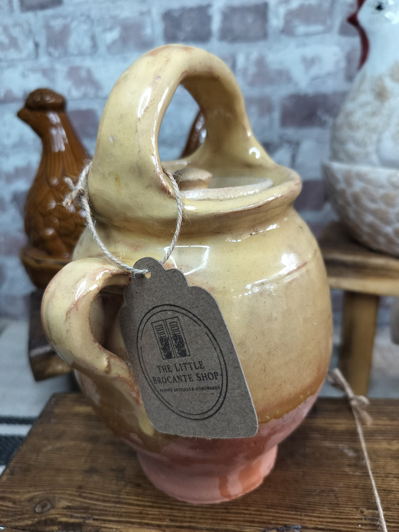 Antique French Yellow Gargoulette Jug – Rare Rustic Provençal Pottery
