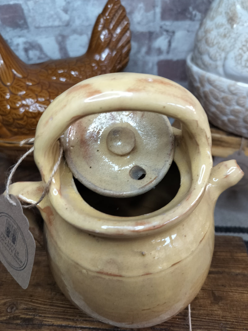 Antique French Yellow Gargoulette Jug – Rare Rustic Provençal Pottery