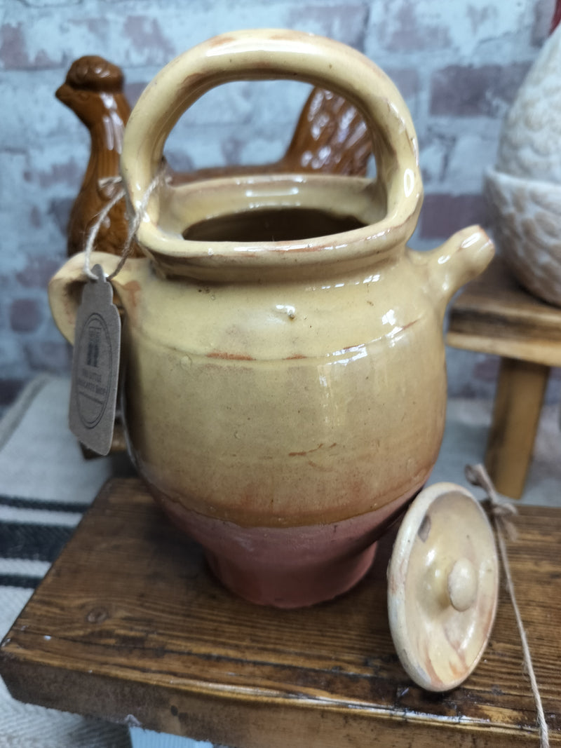Antique French Yellow Gargoulette Jug – Rare Rustic Provençal Pottery