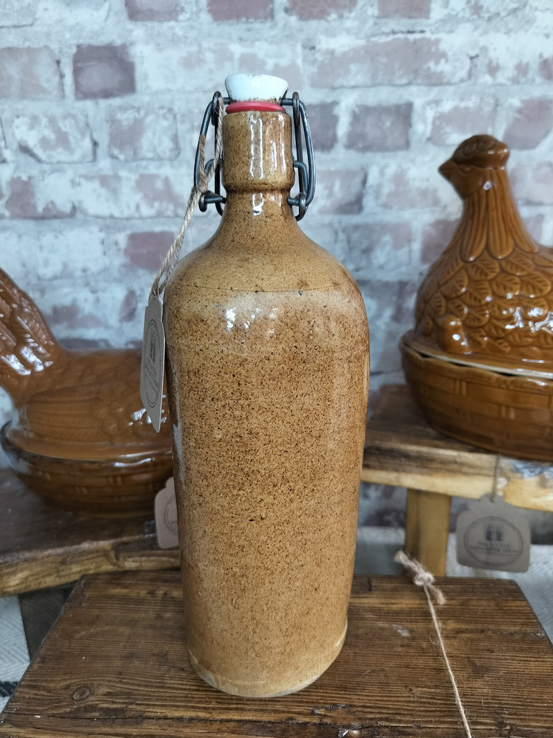Unusual Vintage French Stoneware Bottle - The Little Brocante Shop