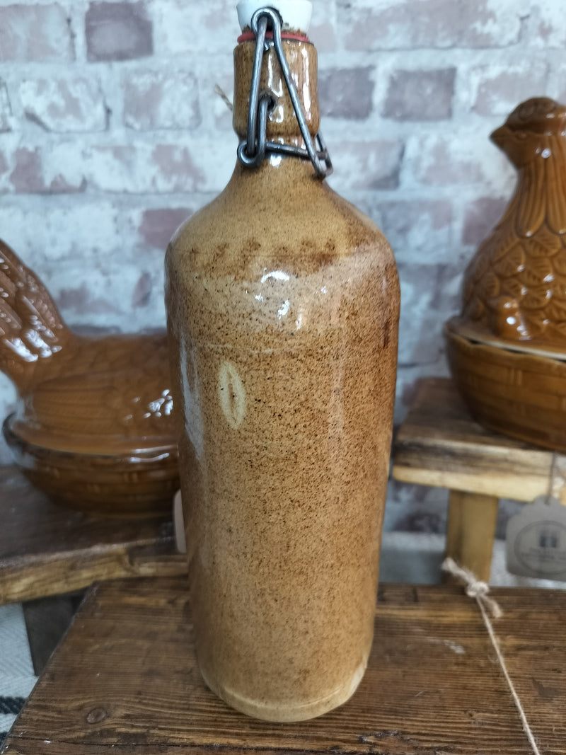 Unusual Vintage French Stoneware Bottle - The Little Brocante Shop