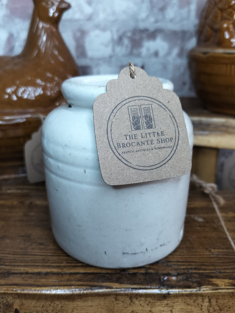 Vintage French Stoneware Mustard Pot - The Little Brocante Shop