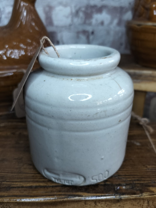 Vintage French Stoneware Mustard Pot