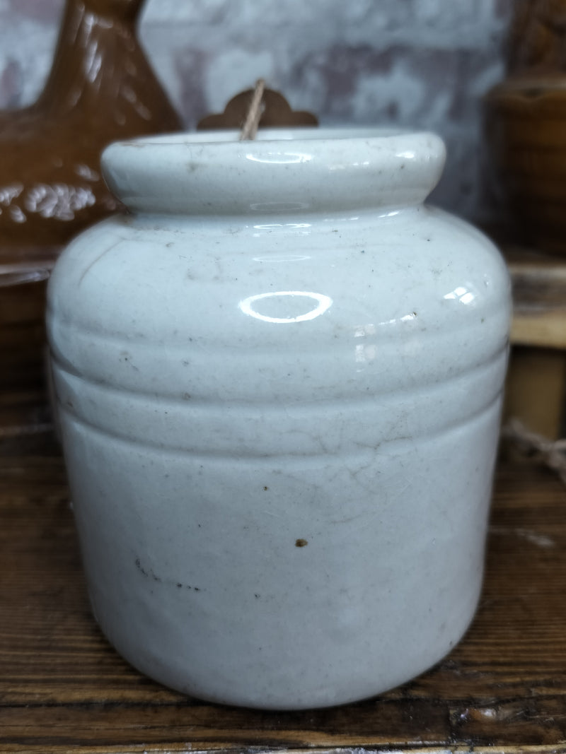 Vintage French Stoneware Mustard Pot - The Little Brocante Shop