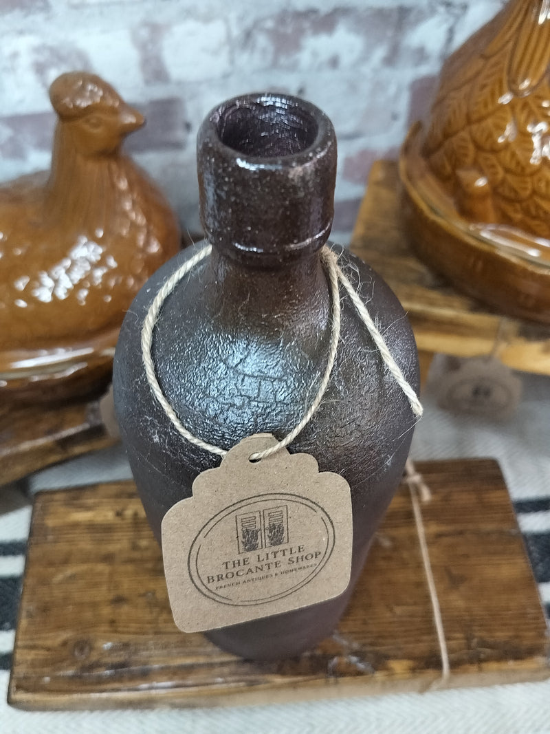Antique French Stoneware Bottle - late 19th Century - The Little Brocante Shop