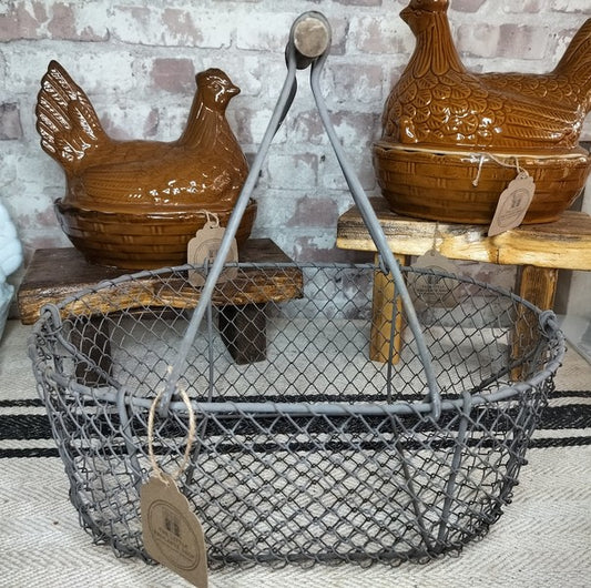 French Vintage Wire Market Basket