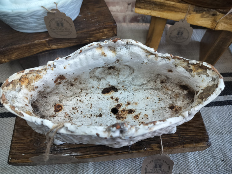 Antique French Cast Iron Jardinière – Chippy White Finish