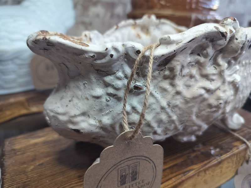 Antique French Cast Iron Jardinière – Chippy White Finish