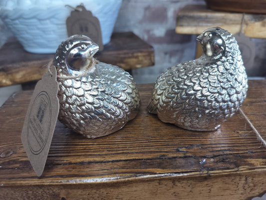 Vintage French Silver Plated Quail Salt & Pepper Pots