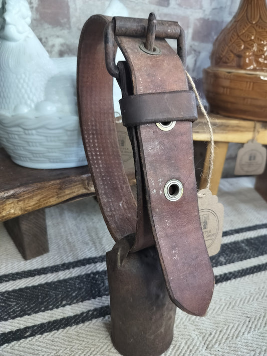 Antique Rustic Cow Bell with Original Leather Strap