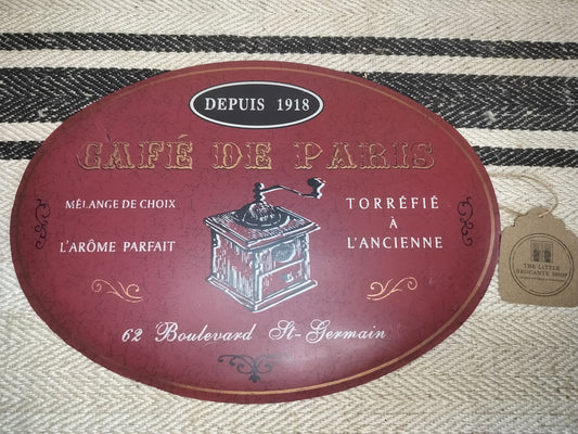 Vintage-Style “Café de Paris” Metal Wall Sign – French Bistro Décor
