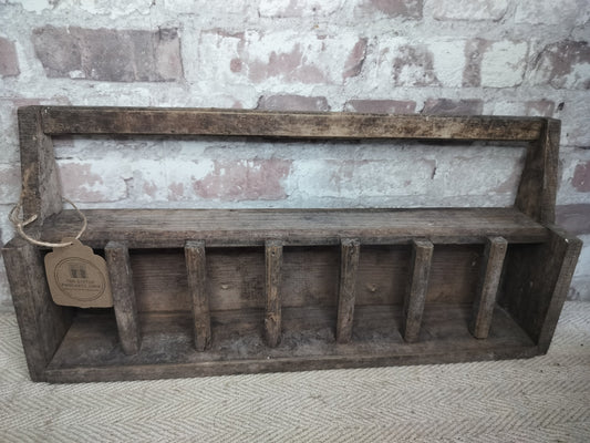 Vintage French Rustic Wooden Bottle / Utensil Rack