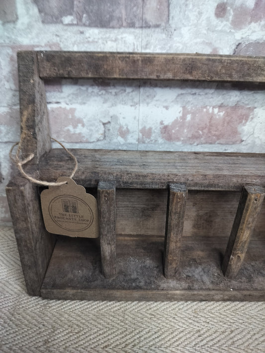 Vintage French Rustic Wooden Bottle / Utensil Rack