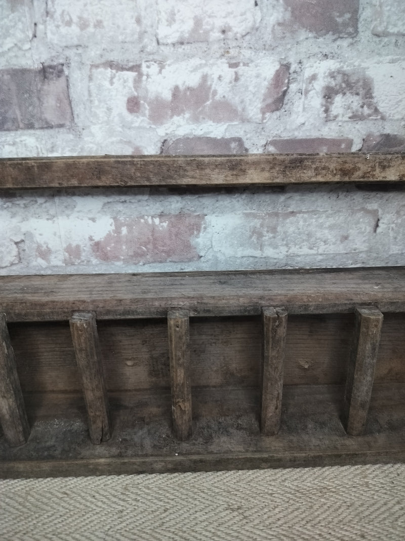 Vintage French Rustic Wooden Bottle / Utensil Rack