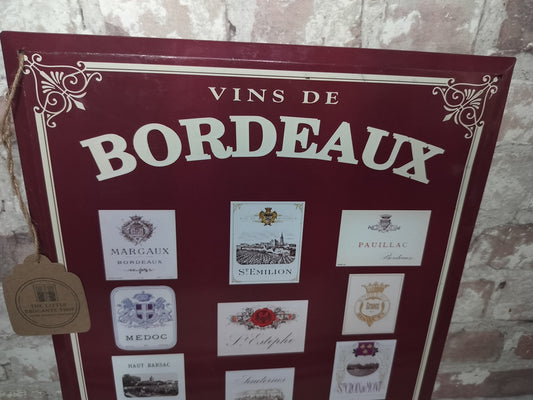 Vintage French Vins de Bordeaux Metal Sign