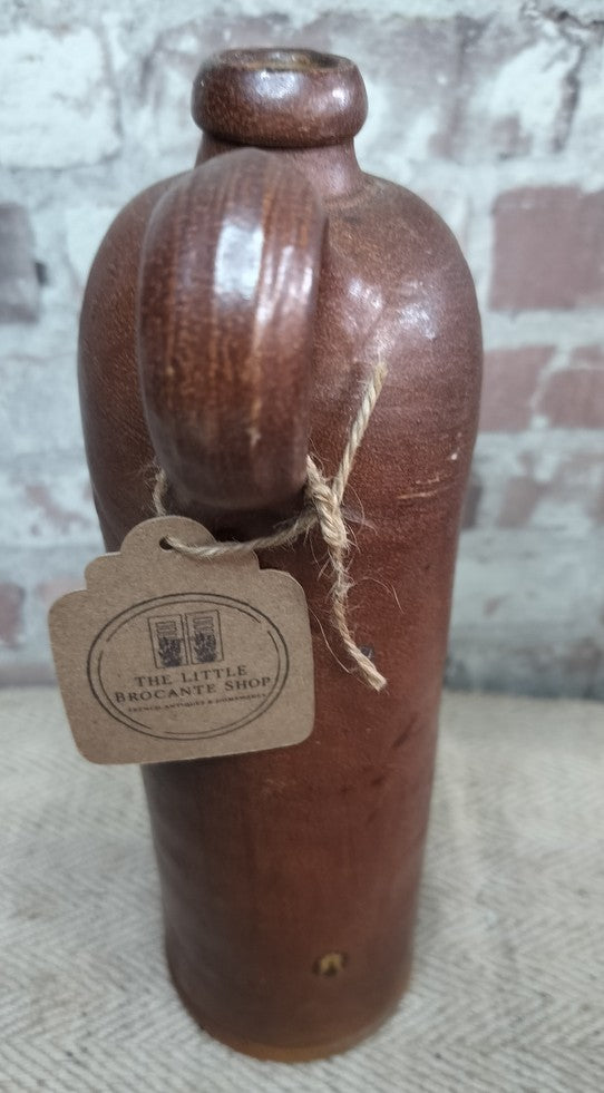 Antique French Tall Glazed Stoneware Bottle - The Little Brocante Shop