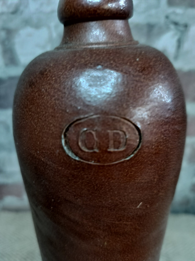 Antique French Tall Glazed Stoneware Bottle - The Little Brocante Shop