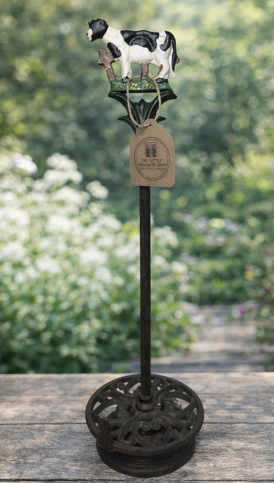 Vintage French Cast Iron Cow Kitchen or Toilet Roll Holder