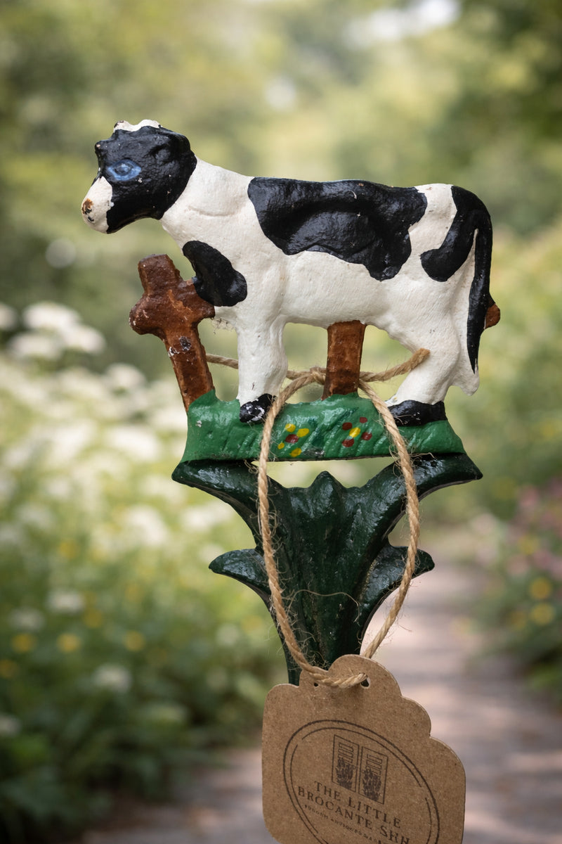 Vintage French Cast Iron Cow Kitchen or Toilet Roll Holder
