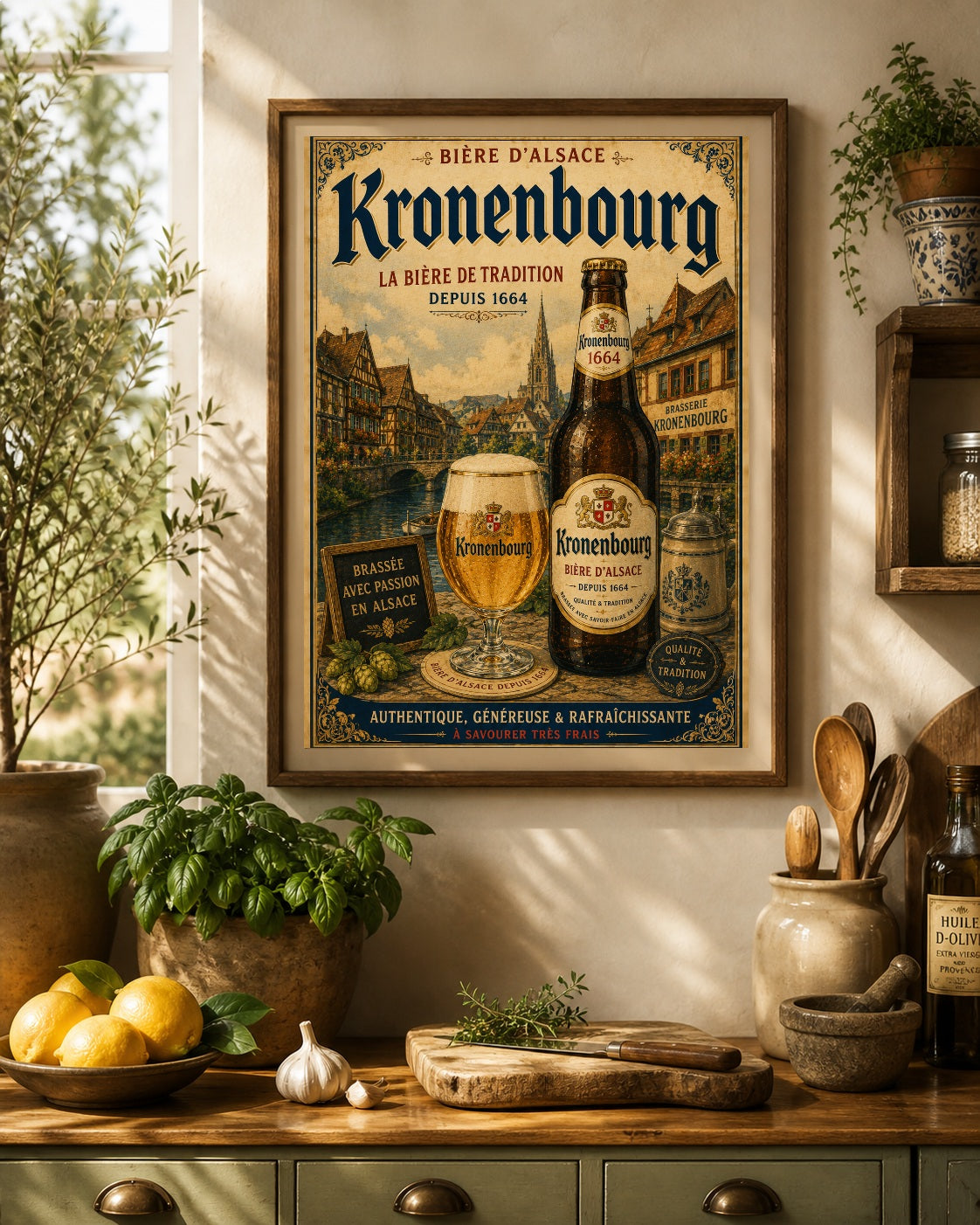 Kronenbourg 1664 Vintage Beer Poster – French Brewery Wall Art