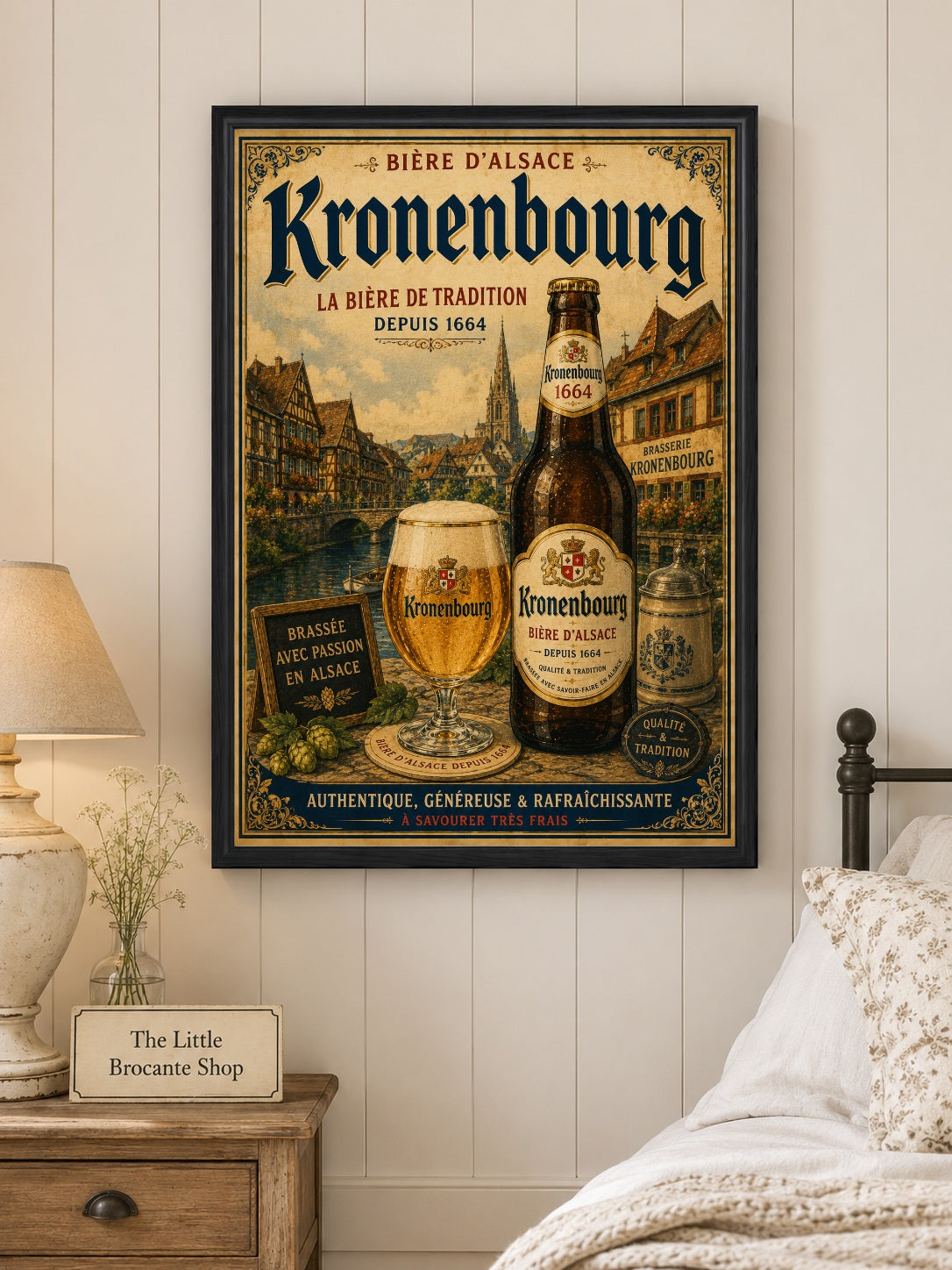 Kronenbourg 1664 Vintage Beer Poster in Wooden frame. Choice of