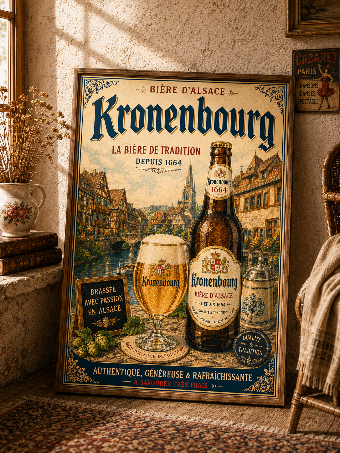Kronenbourg 1664 Vintage Beer Poster – French Brewery Wall Art