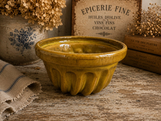 Vintage French Glazed Kugelhopf Cake Mould
