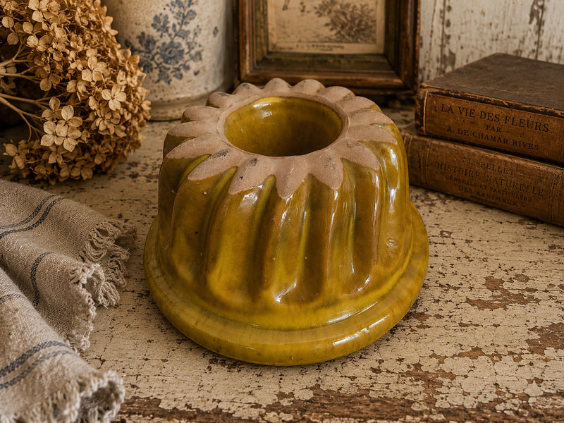 Vintage French Glazed Kugelhopf Cake Mould