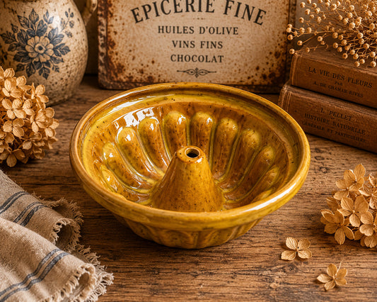 Vintage French Glazed Kugelhopf Cake Mould
