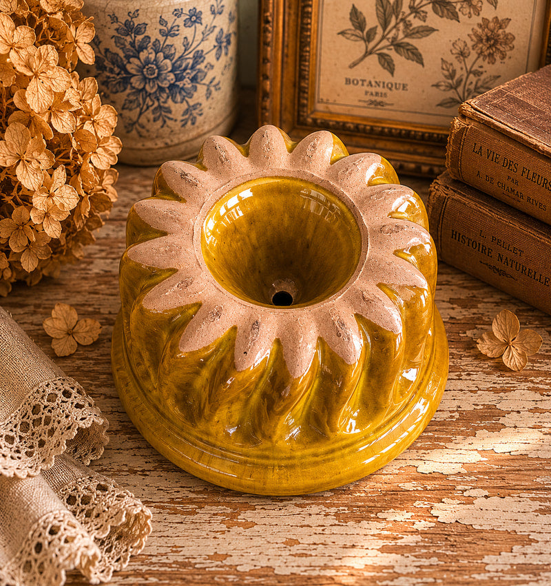 Vintage French Glazed Kugelhopf Cake Mould
