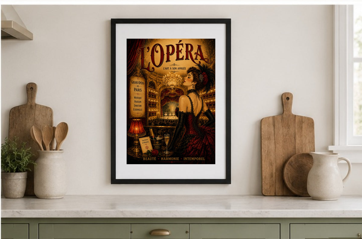 LOpéra Paris Opera Print | Belle Époque French Theatre Wall Art  Framed Art Print