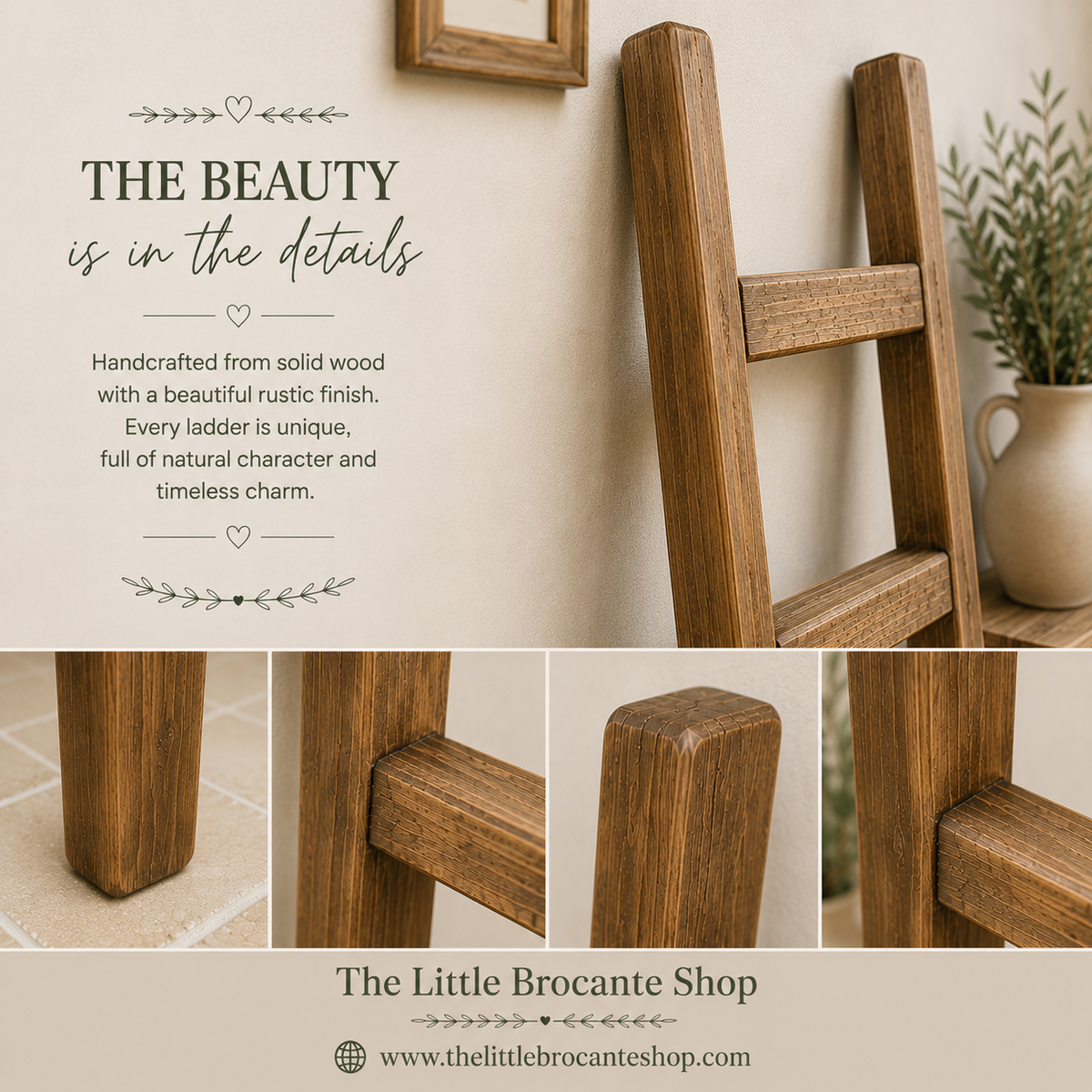 Rustic Wooden Decorative Ladder Shelf