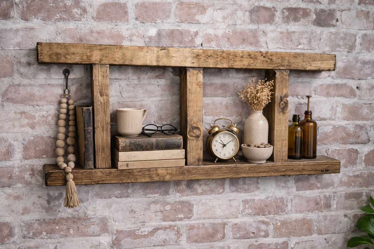 Rustic Wooden Decorative Ladder Shelf