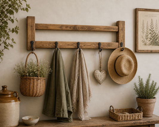 Rustic Wooden Coat Hook Rack