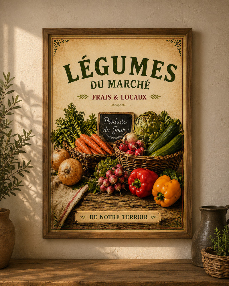 French Provence Vegetable Market Print – A3 size