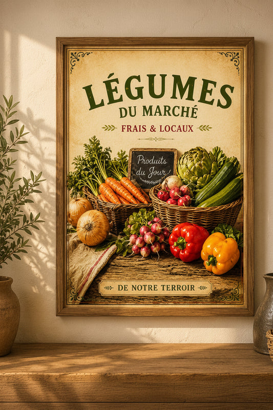 Provence Vegatable Market Vintage Style French Print - A4, A3, A2, A1 or 50x70cm size
