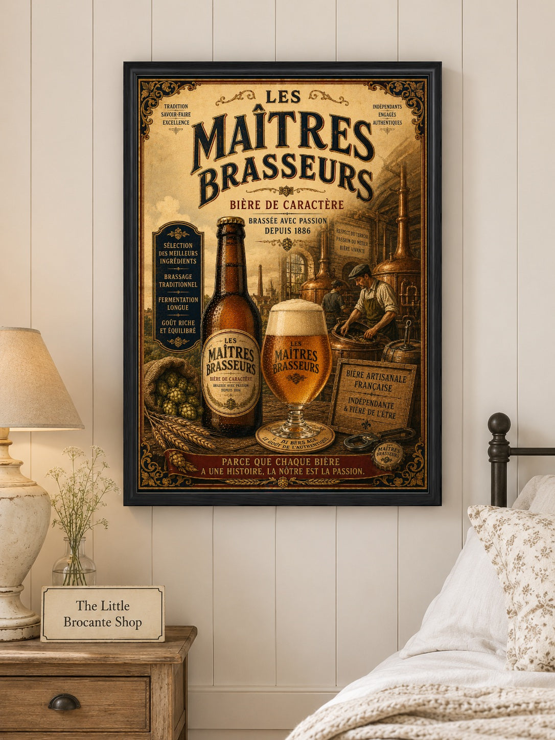 Les Maîtres Brasseurs Vintage French Beer Poster | French Brewery Wall Art Print | Available in A4, A3, A2, 50x70cm & A1