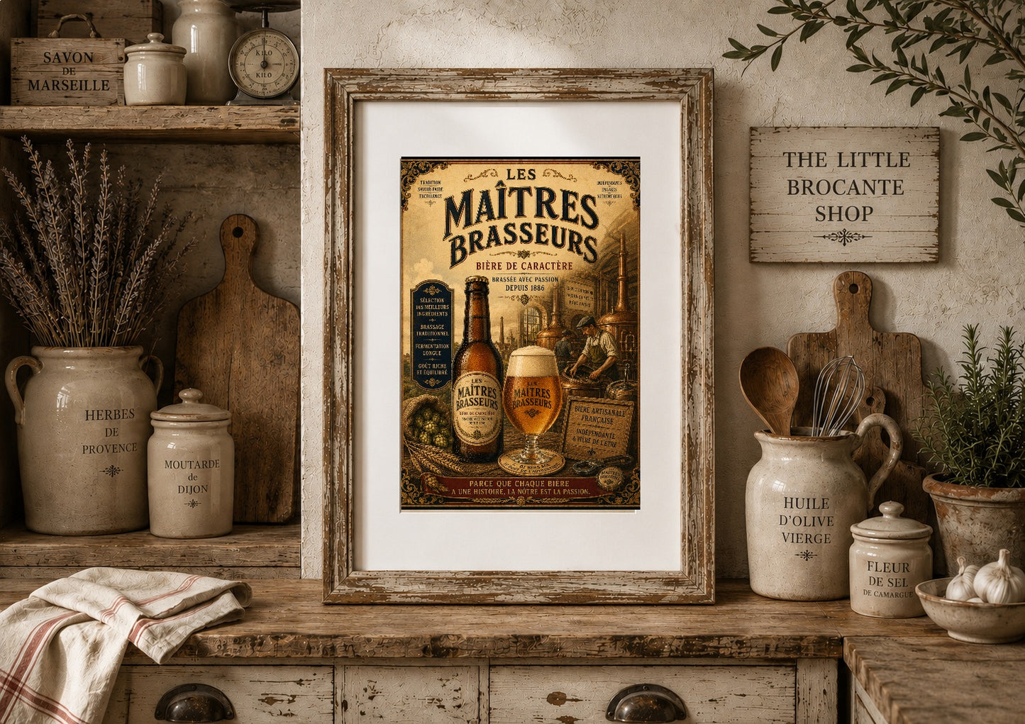 Les Maîtres Brasseurs Vintage French Beer Poster | French Brewery Wall Art Print | Available in A4, A3, A2, 50x70cm & A1