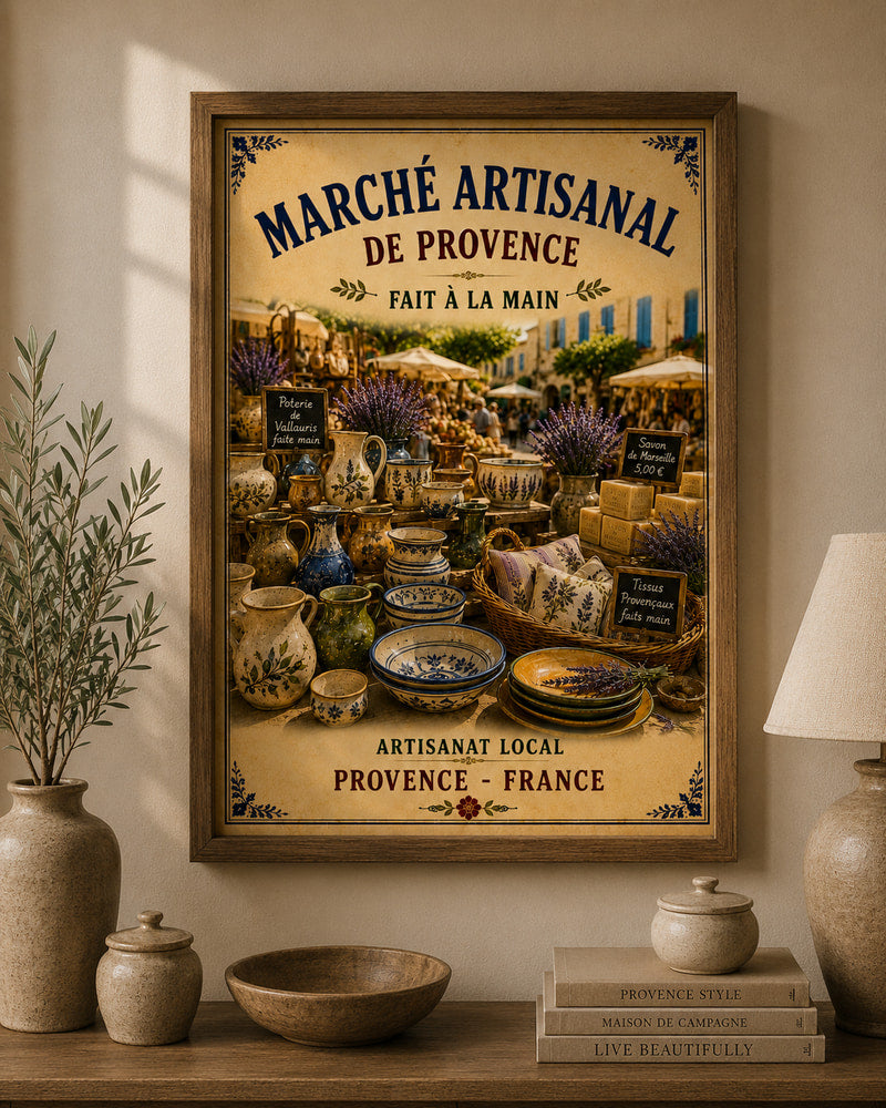 French Provence Artisan Market Print Wall Art – A3 size