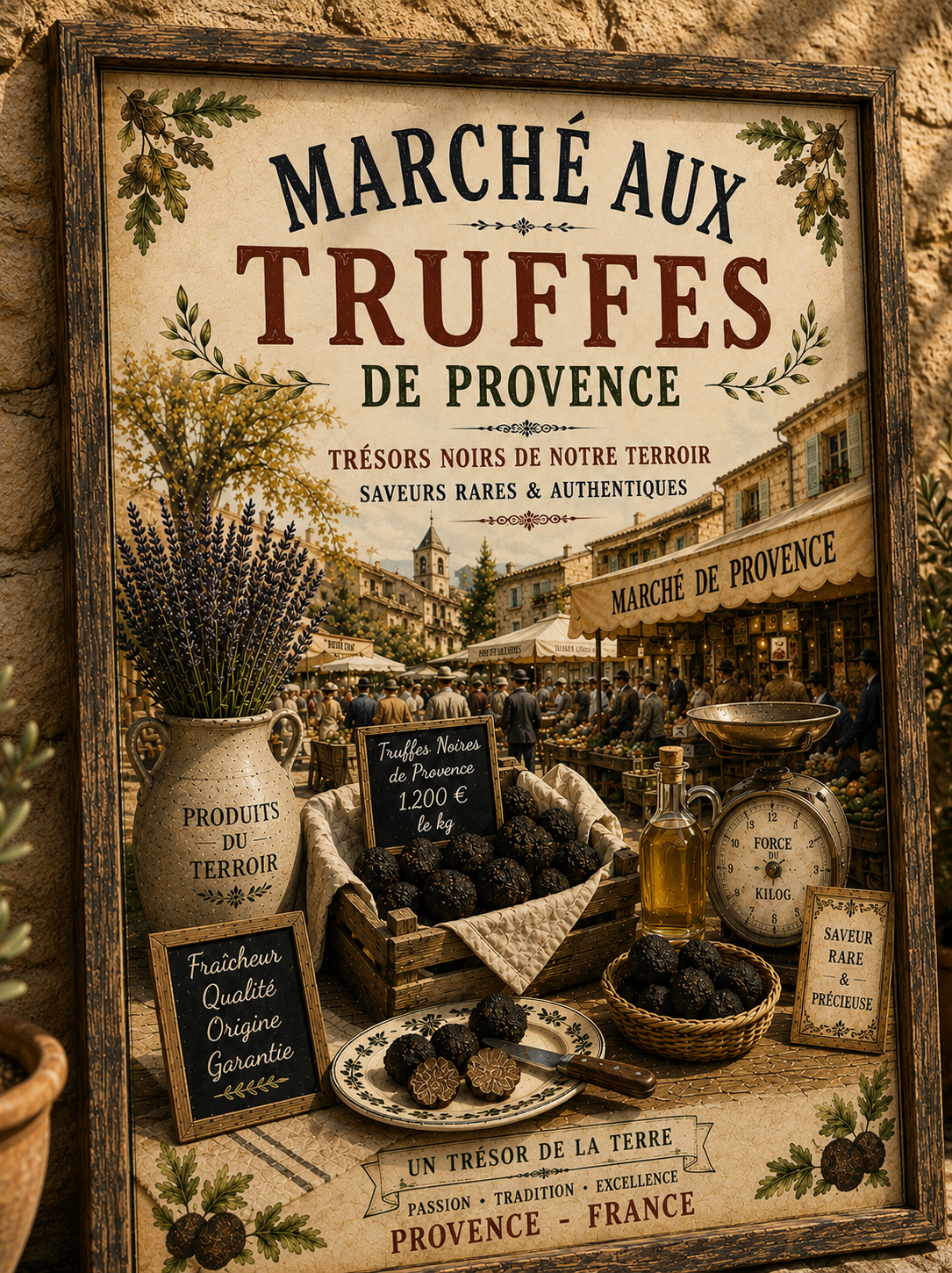 Truffle Market Vintage Style French Print - A4, A3, A2, A1 or 50x70cm size