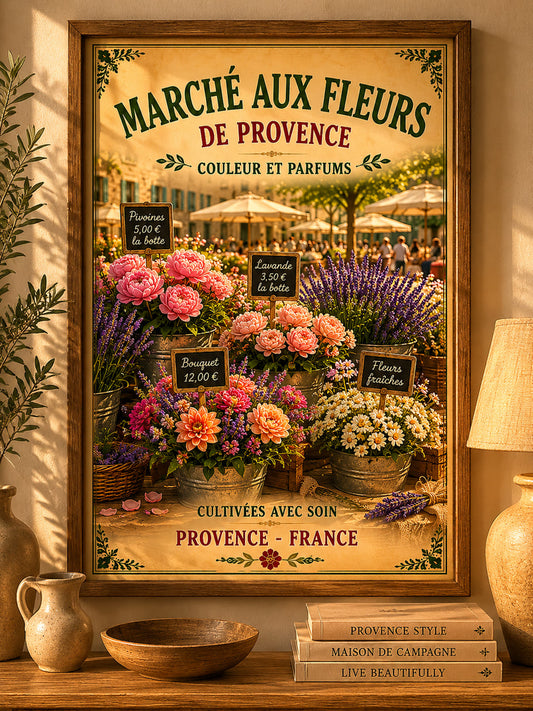 French Provence Flower Market Print Wall Art – A3 size - The Little Brocante Shop