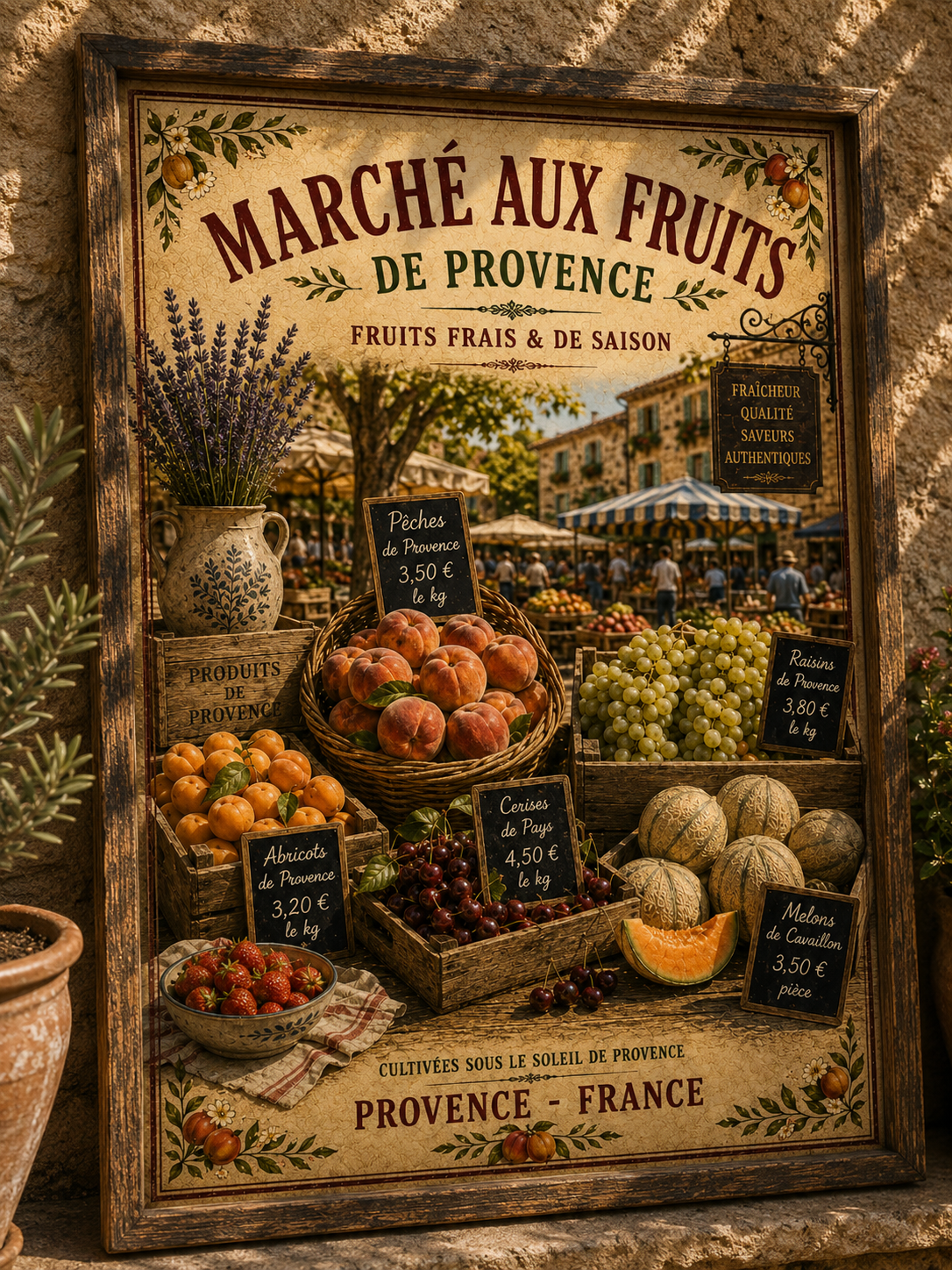 Provence Fruit & Vegetable Market Vintage Style French Print - A4, A3, A2, A1 or 50x70cm size (Copy) - The Little Brocante Shop