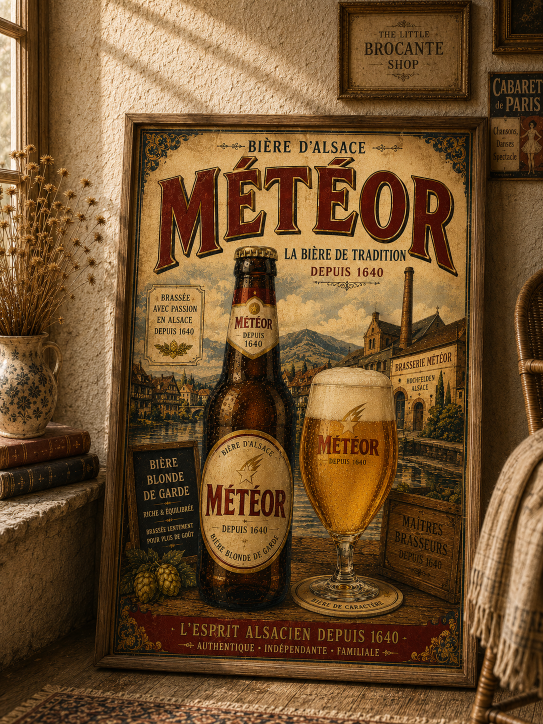 Météor Bière d'Alsace Vintage French Beer Poster | French Brewery Wall Art Print | Available in A4, A3, A2, 50x70cm & A1